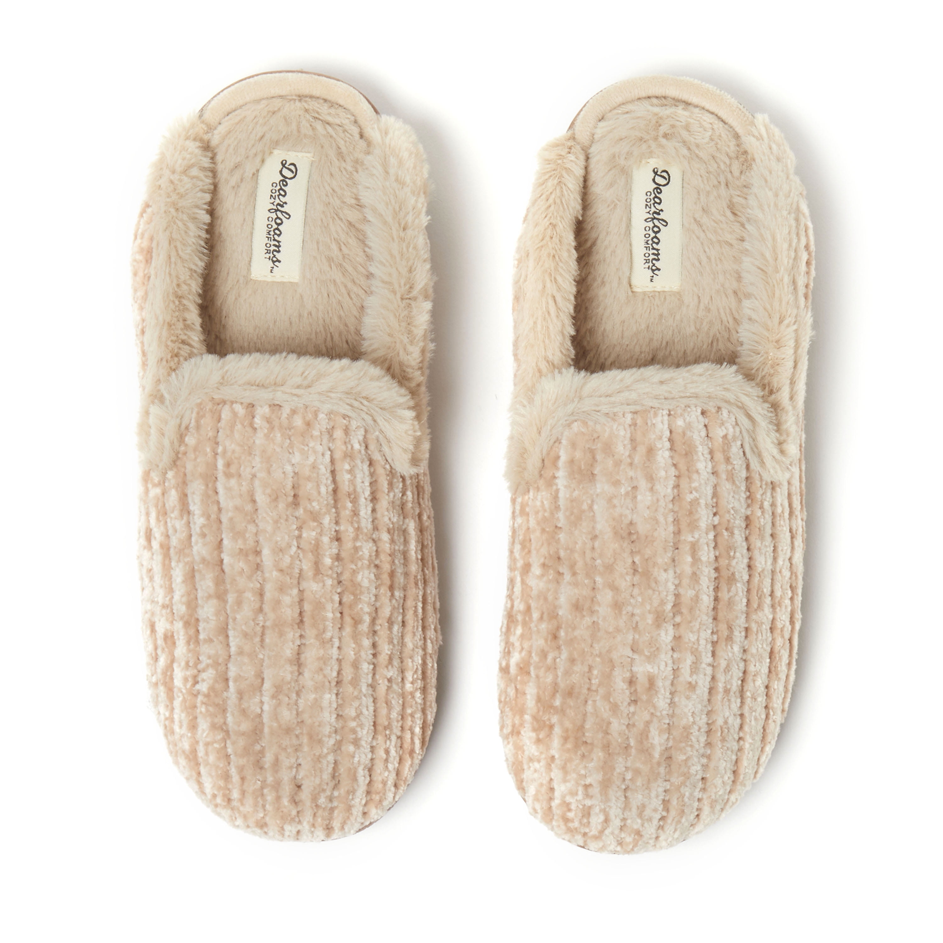 Dearfoams Cozy Comfort Women's Rib Knit Chenille Scuff Slippers