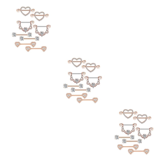 Minnieouse 8 piezas de anillos para pezones, accesorio de moda de acero inoxidable, hermosa joyería Sexy para Piercing, decoración de pecho para niña, Type1 NO1 Minnieouse CBP271251