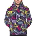 thumbnail image 4 of KLL Retro Cassette Music Print Mens Hoodie Long Sleeve Casual Pullover Hooded Sweatshirt Fashion Drawstring Hoodies with Pocket-XX-Large, 4 of 6