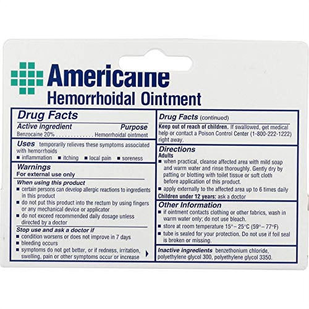 3 Pack Americaine Hemorrhoidal Ointment Maximum Strength Stops Pain Fast 1 oz