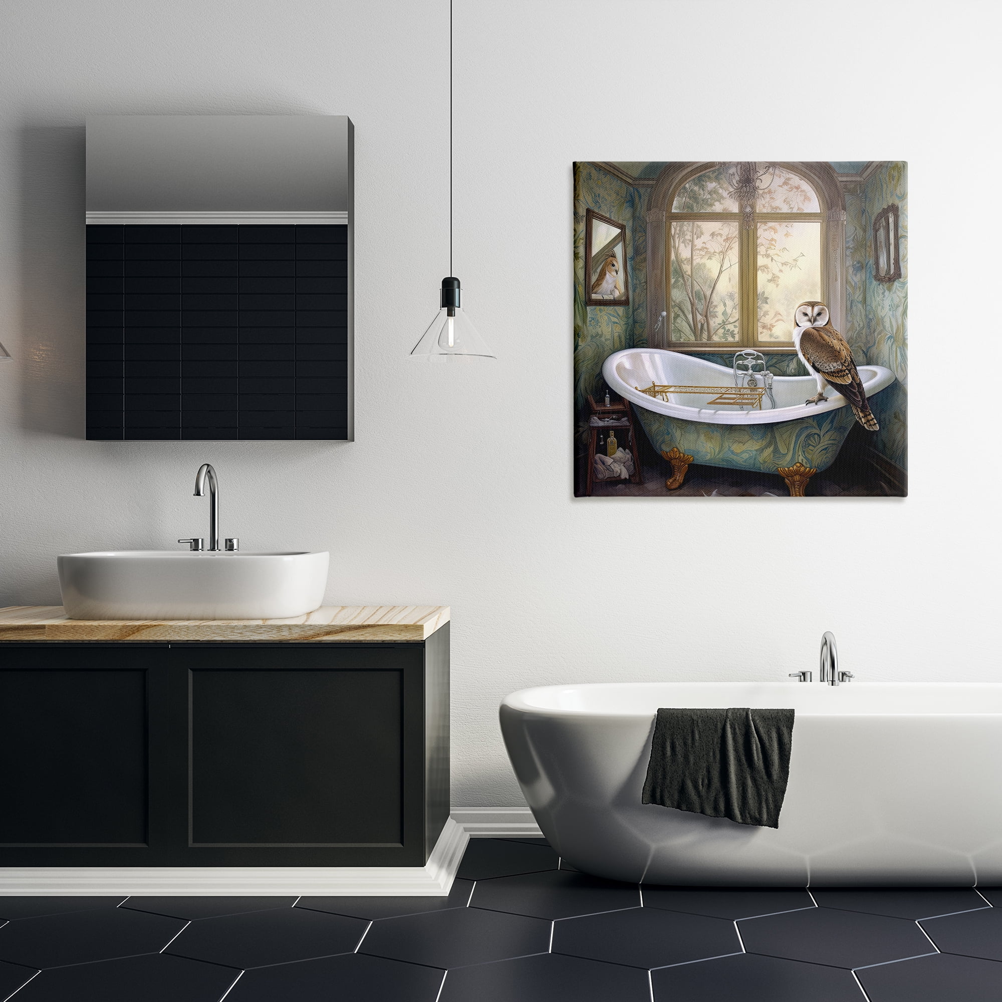 Paisley Patterned Owl Bathtime Canvas Wall Art, design by Sasha