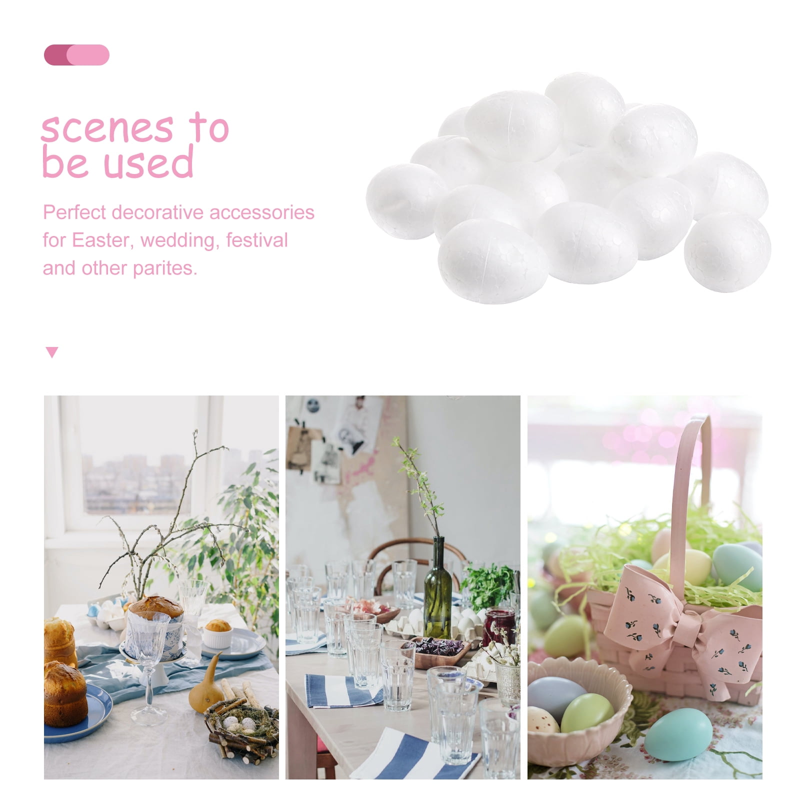 Rhewides Eggs 50Pcs- 3. 5cm Eggs DIY Egg Crafts Eggs- White