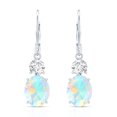 thumbnail image 2 of Womens Ethiopian Opal Drop Earrings with Moissanite - 2 Carat - AAA Grade, 10K White Gold, 2 of 7