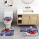 thumbnail image 5 of Juego de 4 cortinas de ducha con copos de nieve, decoración de baño con copos de nieve, vacaciones de invierno, Año Nuevo, Feliz Navidad, cortina de ducha roja de tela impermeable, alfombra de baño, 5 of 7