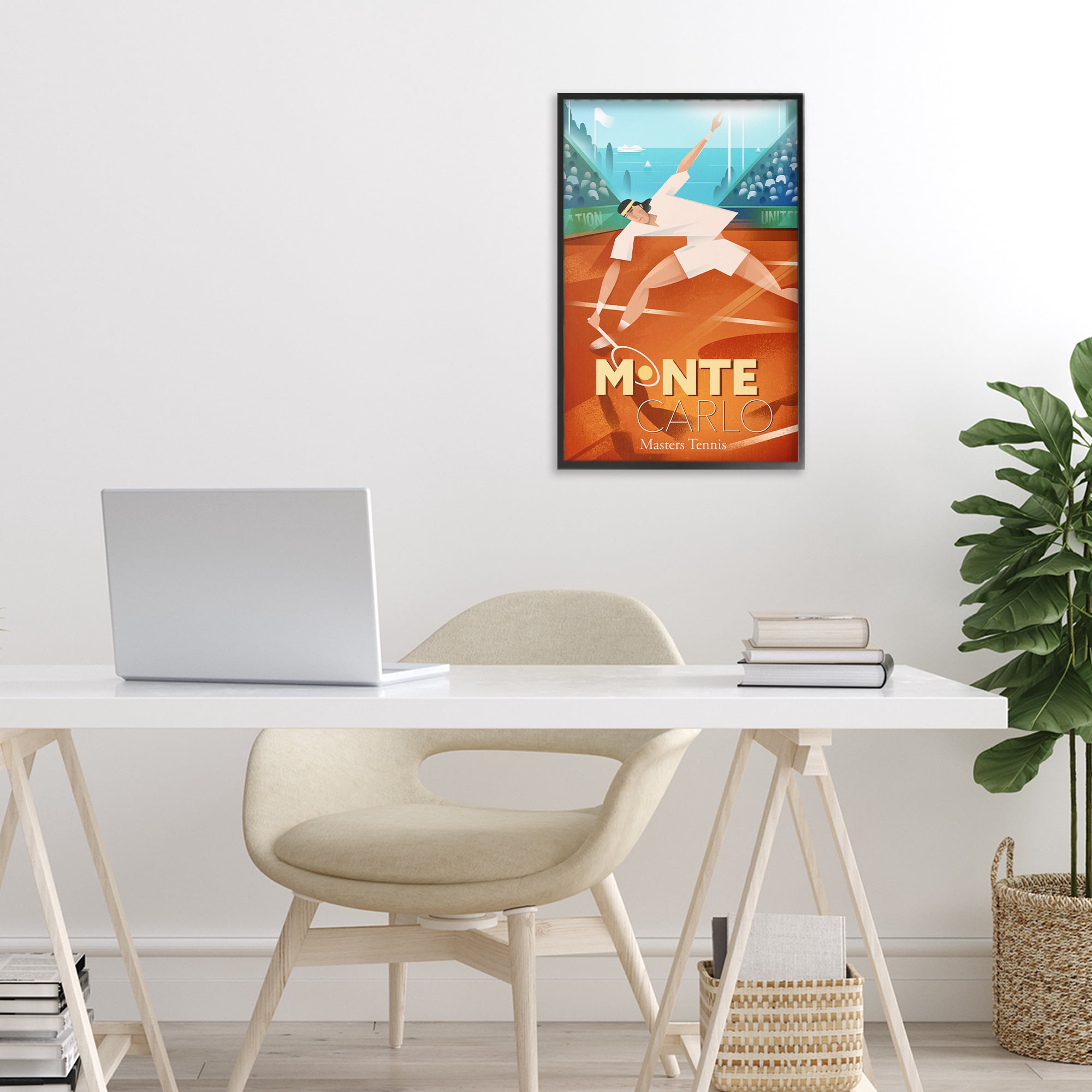 Stupell Industries Monte Carlo Masters Tennis Black Framed Giclee Art, design by Martin Wickstrom