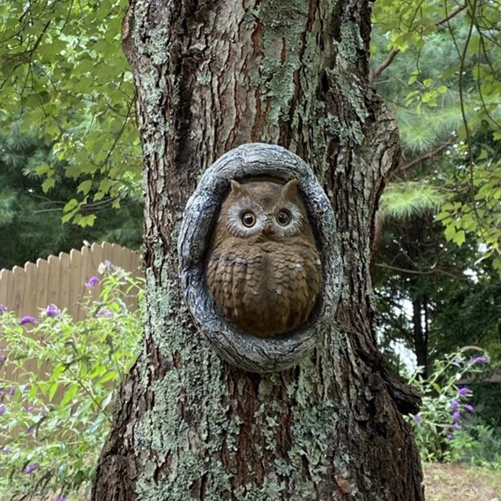 Owl Tree Hugger Garden Peeker Yard Art Outdoor Whimical Tree culpture Garden Decoration Owl tatue Figurine Holiday Ornament