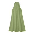 thumbnail image 4 of Huangx Women's Halter Neck Cover Up Dress - V Neck Summer Beach Sundress with Side Pockets, Casual Coastal Vacation Outfit Light Green XL, 4 of 7