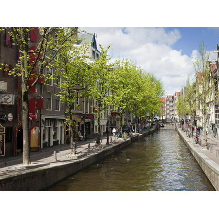 Canal in the Red Light District, Amsterdam, Netherlands, Europe Print Wall Art By Amanda