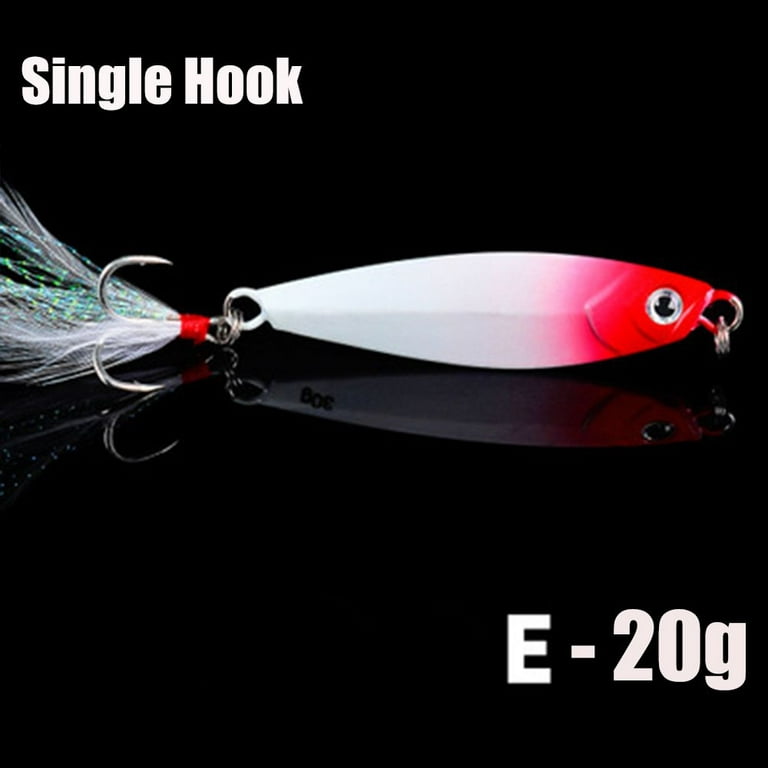 1PC Top Minnow Colorful 7/10/15/20/30g Jig Bait Lead Casting Feather Metal  Fishing Lures Spinning Baits SINGLE HOOK - E-20G 