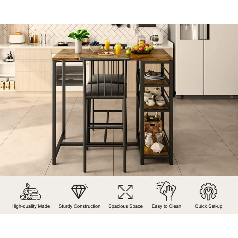 Aiho 3-Piece Retro Counter Height Wooden Dining Table Set Aiho 3-Piece Retro Counter Height Wooden Dining Table Set