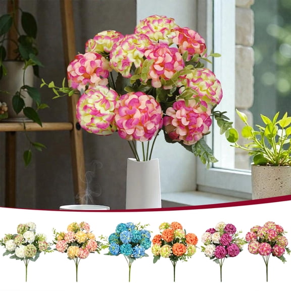 Aoznliie Hydrangea Artificial Flowers in Vase,Fake Flowers Silk Hydrangea Artificial Flowers for Home Office Decoration, Dining Table Centerpiece