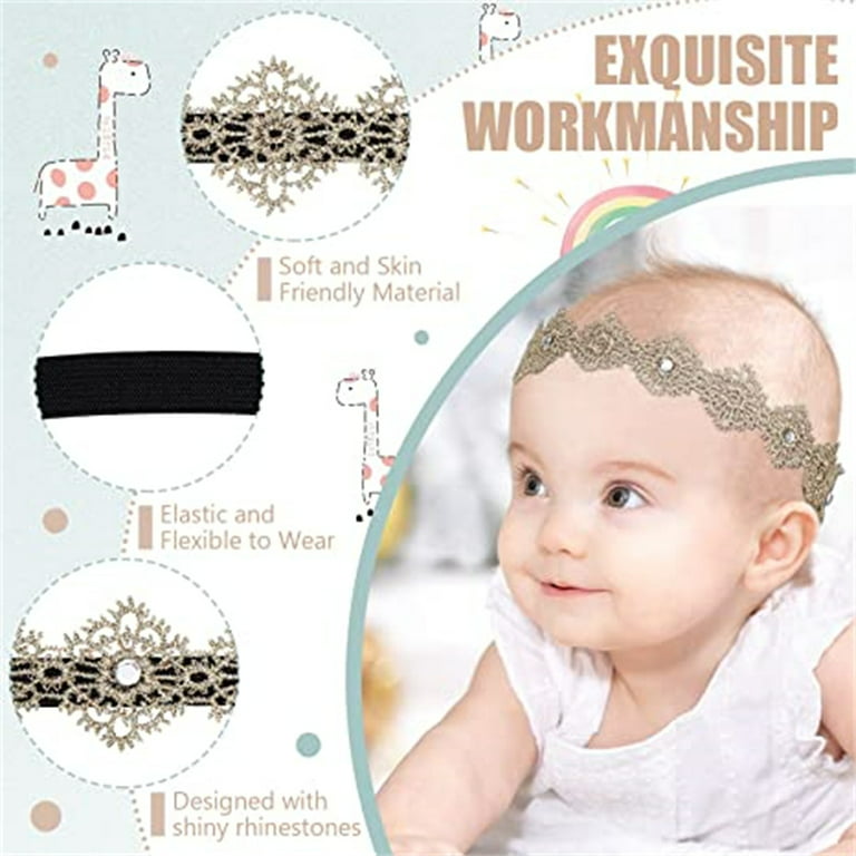 1/2/4/6/8/10/12/20/30/40/50/100Pieces Baby Princess Headband Stretch Lace  Baby Full Moon Tiara Wedding Flower Girl Accessories Photography Company  Prop Wedding Party Hair Accessories 