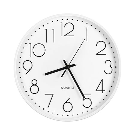 12 Wall Clock , Silent Wall Clock Non Ticking, White