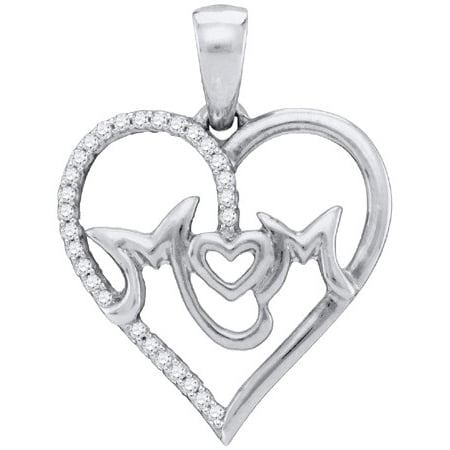 10K White Gold 0.10ctw Fancy Sleek Fashion Diamond Micro Pave Heart Pendant