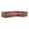 thumbnail image 2 of Modway Conjure 4-Piece Velvet and Stainless Steel Sectional in Gold/Dusty Rose, 2 of 5