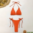 thumbnail image 2 of Gubotare Bikini Sets For Women Women Two Piece Vintage Swimsuit Retro Halter Ruched High Waist Bikini with Bottom,Orange S, 2 of 4