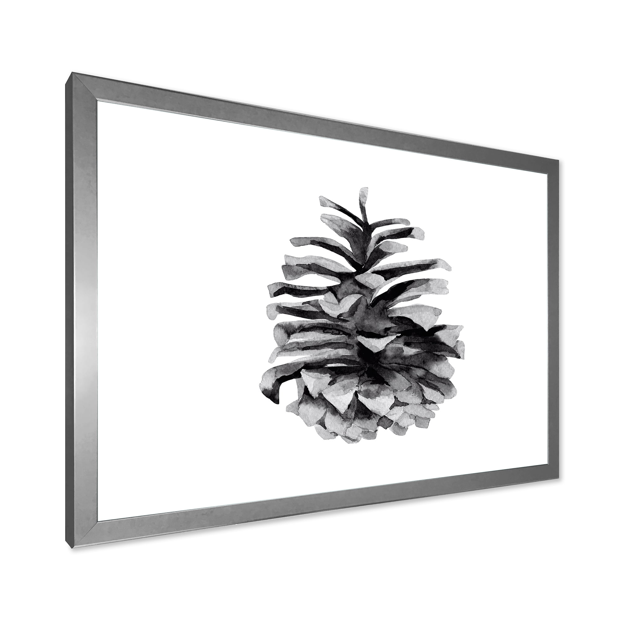 Designart 'Conifer Cone Black and White' Traditional Framed Art Print
