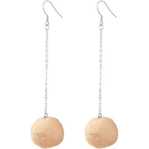 Pom Pom Earrings for Women Cute Colorful Faux Fur Fluffy Ball Dangle Earrings Trendy Long Chain Soft Pom Tassel Drop Earrings Lovely Jewelries in Autumn and Winter