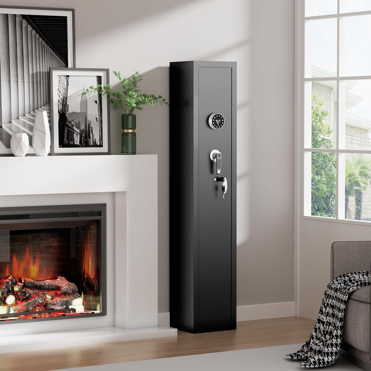 SUNCROWN 2-4 Gun Safe, Gun Cabinets for Rifles and Shotguns, Rifle Gun Safes for Home,Quick Access Rifle Safe with Digital Keypad