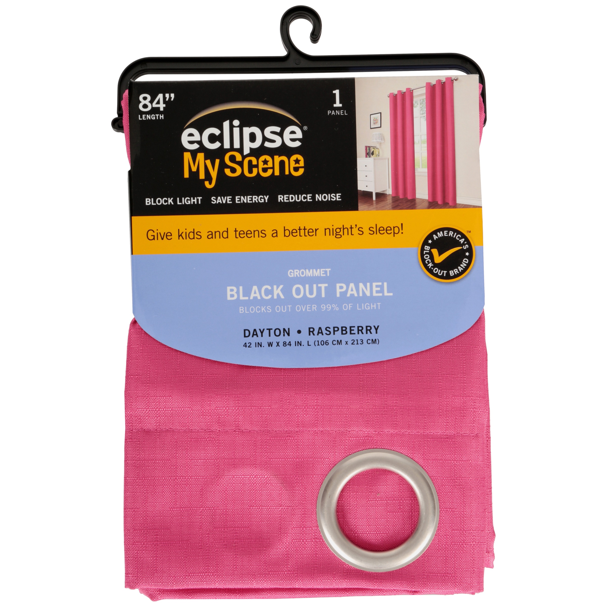 Eclipse Dayton Solid Pink Blackout Grommet Single Curtain Panel, 42" x 84"