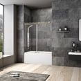 thumbnail image 2 of Vinnova Villena 60" W x 58" H Single Sliding Frameless Glass Tub Door in Brushed Gold, 2 of 11