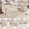 thumbnail image 4 of Muumblus Sectional Sofa Cloud Couch with Reversible Ottoman, L-Shaped Chenille Sofa for Living Rooms, Beige, 4 of 10