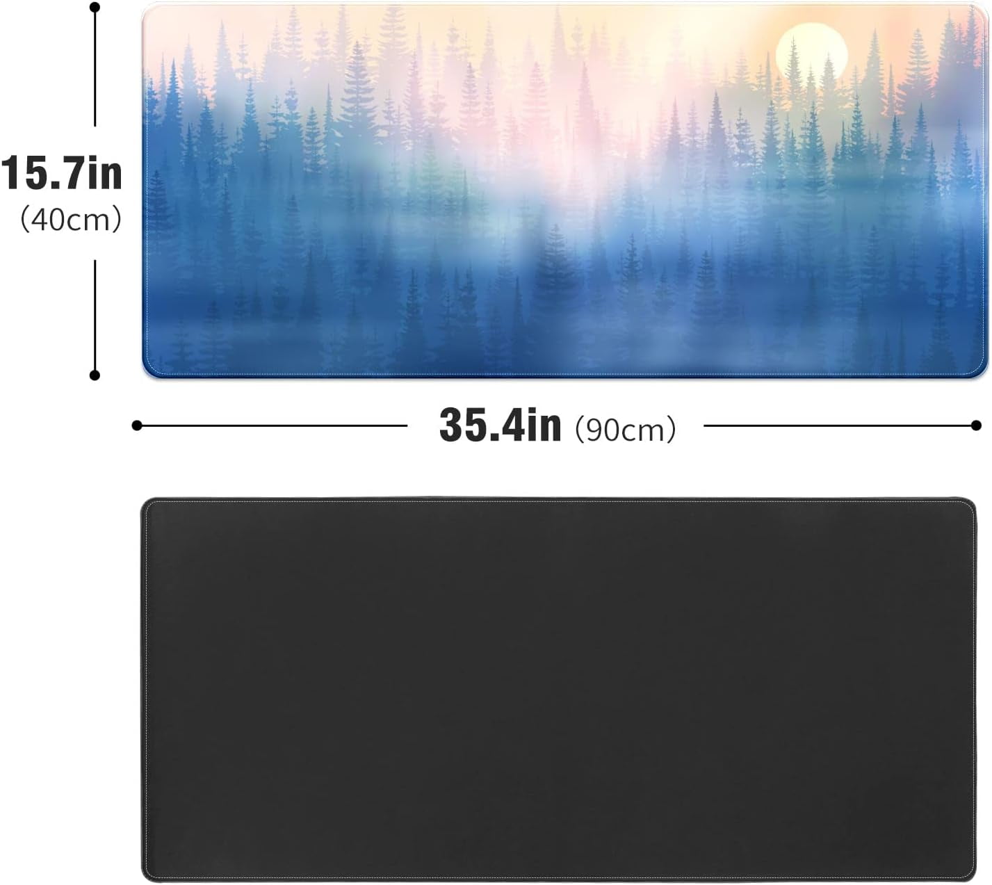 Gradient Forest Sunset Desk Mat, Desk Accessory, Cute Workspace, Trendy Workspace, Trendy, 35.4x15.7in Large Gaming Mouse Pad, Cute Desk Topper, Pretty Desk Pad