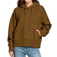 thumbnail image 5 of Dgankt Women's Oversized Cropped Hooded Pullover Sweatshirt Long Sleeve Drop Shoulder with Kangaroo Pocket, 5 of 9