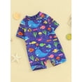 thumbnail image 3 of Suealasg Kids Boys One Piece Swimsuits Short Sleeve Fish Print Jumpsuit Swimwear Toddler Baby Boys Summer Romper Bathing Suit Beachwear 0-3 Years, 3 of 9