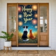 thumbnail image 3 of Fireworks Design Happy New Year Banner Pet Pattern New Year Display Starry Night Golden Lettering Holiday Backdrop for New Year Party Family Gathering Photo Shoot, 3 of 5
