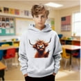 thumbnail image 2 of WAYUTE Sweatshirts for Girls and Boys Cow Print Cute Hooded Sweatshirt Soft Casual Pullover with Pocket for Kids, 2 of 6