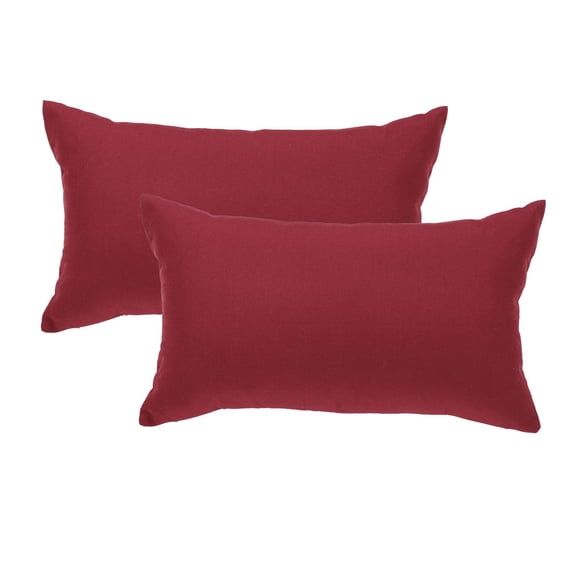 Unique Bargains 2-Pack Canvas Solid Decorative Throw Pillow Cover 12" x 20" Red