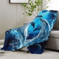 thumbnail image 5 of Contemporary Reversible Flannel Throw Blanket with Digital Dolphin - Multipurpose All-Season Cozy Sofa Blanket Perfect for Camping, Beach, Office Naps, and Home Decor - Unique Gifting Option, 5 of 7