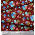 thumbnail image 3 of Soimoi Tissu Popeline de Coton Imprimé Feuilles & Roses au Mètre 42 Pouces de Large, 3 of 3
