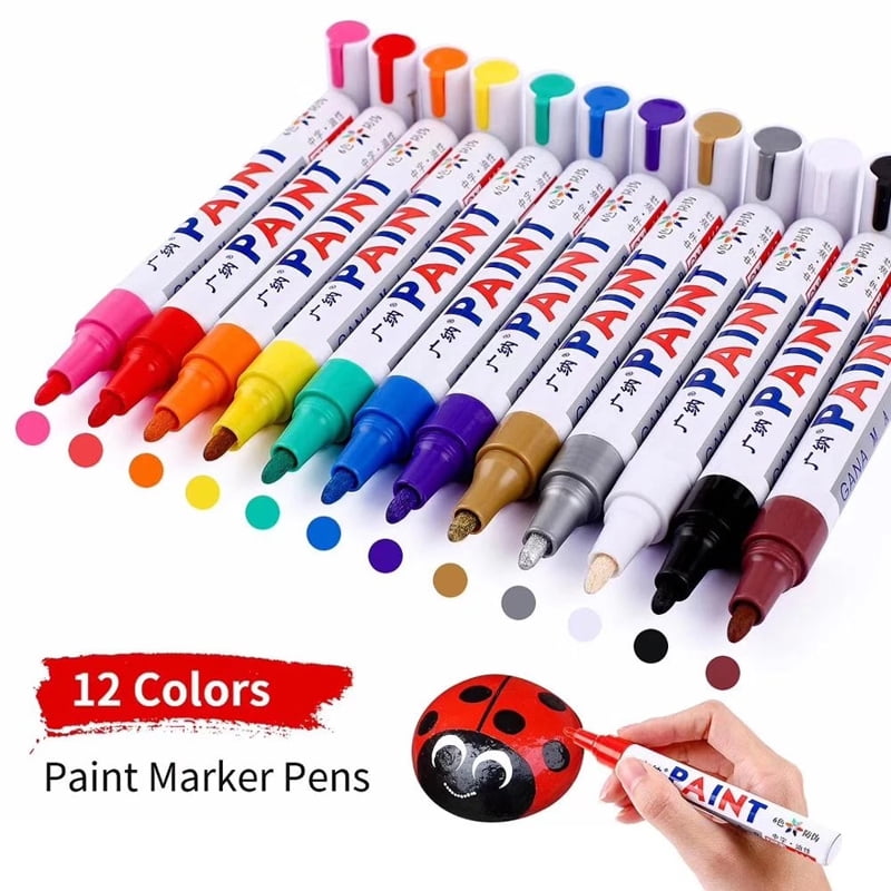OBOSOE 12PCS Paint Markers Never Fade Quick Dry Permanent Color Oily