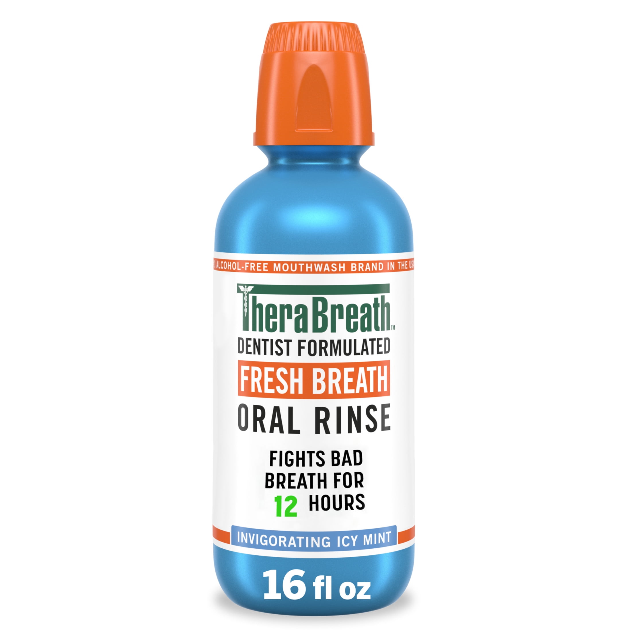 (3 pack) TheraBreath Fresh Breath Alcohol-Free Mouthwash, Mouth Rinse for Adults, Icy Mint, 16 fl oz
