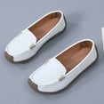 thumbnail image 4 of Penny Loafers for Women Thick Soft Sole Nonslip Driving Shoes Comfortable Casual Slip on Walking Shoes Moccasins White Size 7, 4 of 7