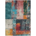 thumbnail image 3 of HomeRoots 623269 10 x 14 ft. Teal, Blue & Orange Abstract Washable Transitional Indoor & Outdoor Rectangle Area Rug, 3 of 9
