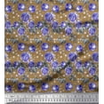 thumbnail image 1 of Soimoi Silk Fabric Square,Leaves & Rose Floral Print Fabric by Yard 42 Inch Wide, 1 of 1