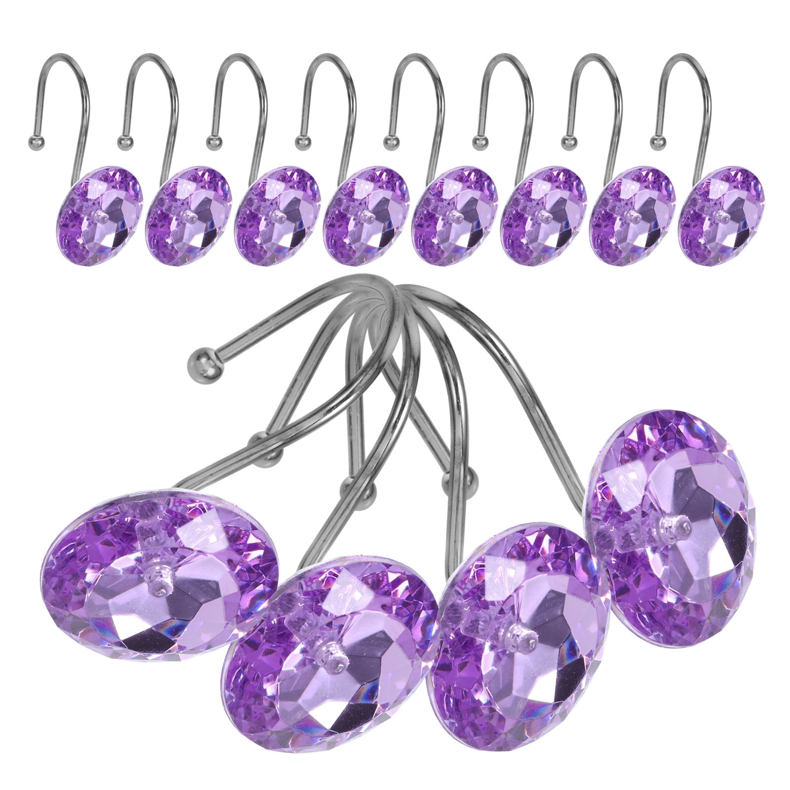 OUNONA 12 Pcs Bathroom Curtain Hooks Shower Curtain Hook 6.50X5.50X3.50CM Purple