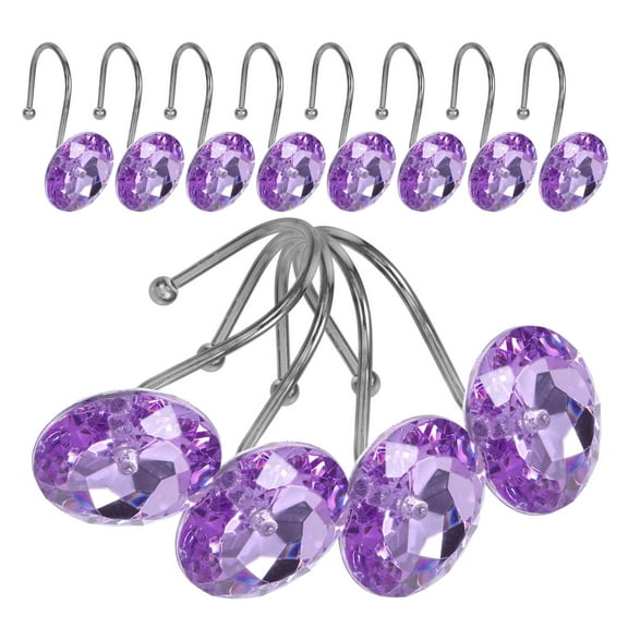 WHAMVOX 12 Pcs Bathroom Curtain Hooks Shower Curtain Hook 6.50X5.50X3.50CM Purple