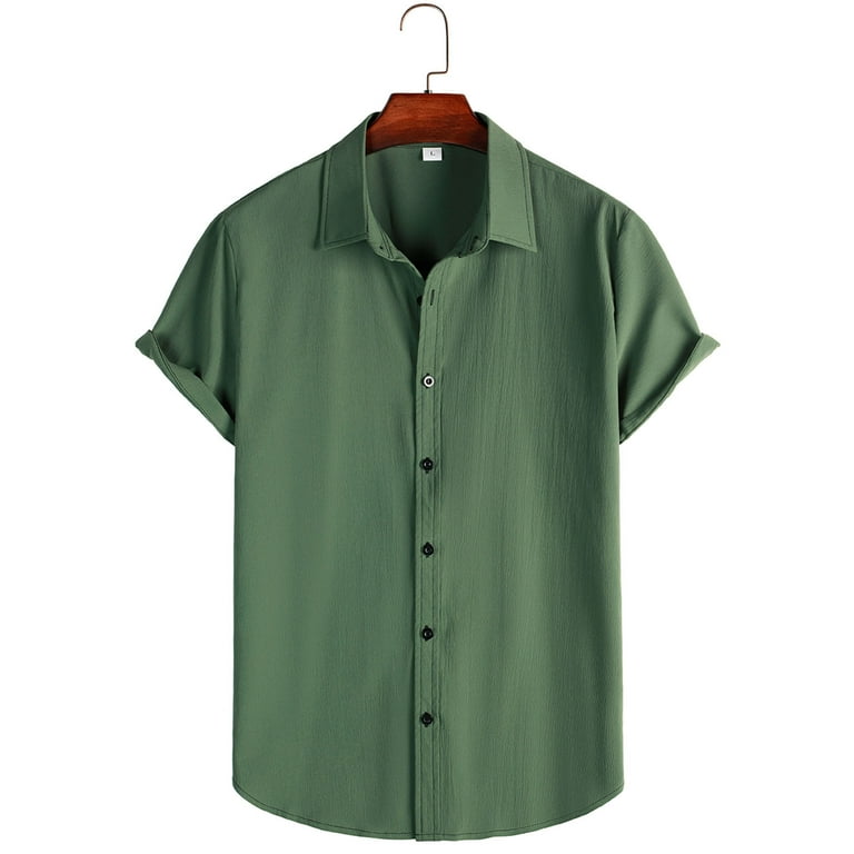 B91xZ Shirts for Men Wrinkle Free Short Sleeve Button Down Shirt