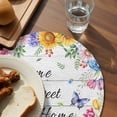 thumbnail image 3 of Spring Wildflowers Round 13 Inch Placemats Set of 2, Watercolor Floral Leaf Wood Grain HeatResistant Non Slip Place Mats for Dining Table, Wipeable Braided Kitchen Table Mats for Housewarming, 3 of 9