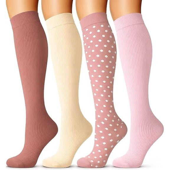 4 Pairs-Compression Socks for Women Circulation-Best Support for Nurses,Running,Athletic