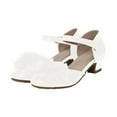 thumbnail image 3 of IUJSOY Girls Dress Shoes Closed Toe Chunky Heels Bowknot Ankle Strap Wedding Party Princess Shoes, 3 of 9