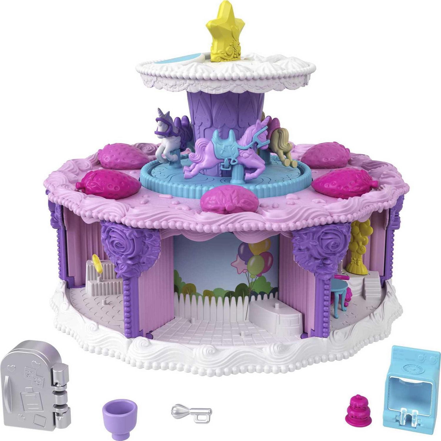 Polly Pocket Birthday Cake Countdown, Birthday Cake Shape & Package, 7 Play Areas, 25 Surprises