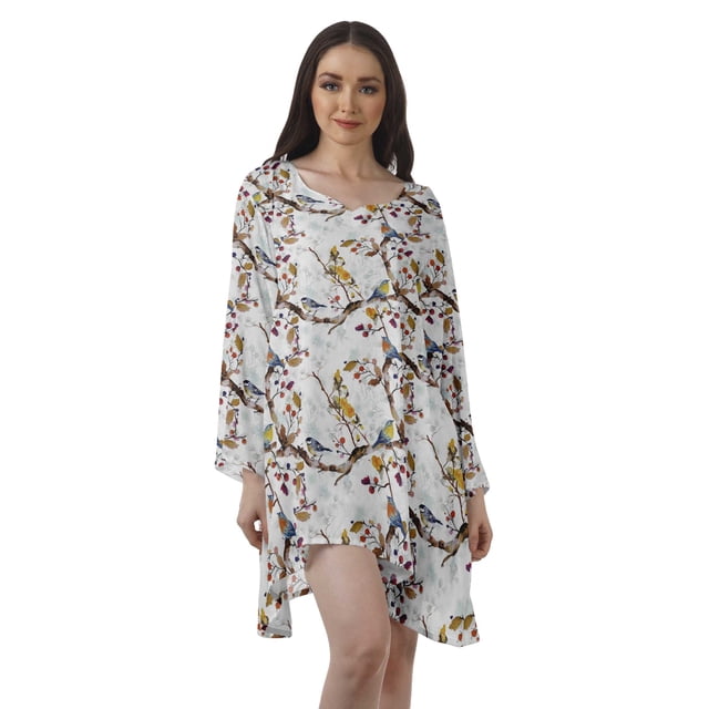 Moomaya Robes Décontractées Femmes Rayonne Robe Mini à Manches Longues pour Femmes