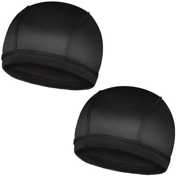 JUNWELL 2 Pcs Casquettes Ondulées Soyeuses pour Hommes Vagues Bonnes Casquettes de Compression sur Durags pour 360 540 720 Vagues Grandes Tailles Casquettes Adaptées aux Gros Crânes et aux Adultes Tresses (Noir)