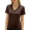 thumbnail image 2 of Delayuji Womens Short Sleeve Tshirt V Neck Casual T Shirts Basic Tee Classic Fit Plain Summer Crop Tops Work Wear M-6XL, 2 of 5