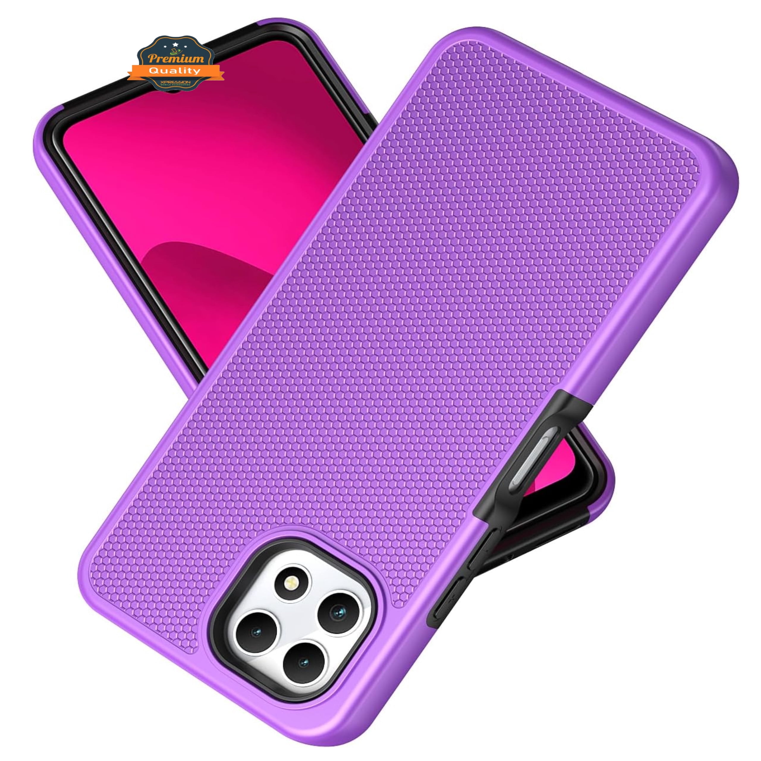 Xpression Phone Case For TCL K24 /TCL K23 Dual Layer Slim & Tough Hybrid Shockproof Heavy Duty Rubber TPU Matte with Textured Rugged Shell Protection Cover, Purple